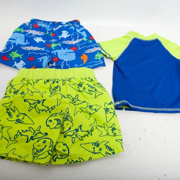 Baby Buns Shark Rash Guard Set 6 M & i Play Fish Swim Trunks UPF 50+ Lot - Picture 4 of 6